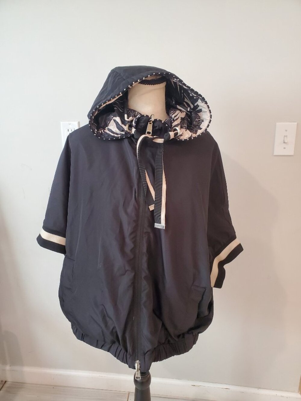 MDF Marco Del Forte Reversible Hooded Poncho Windbreaker Sz 46